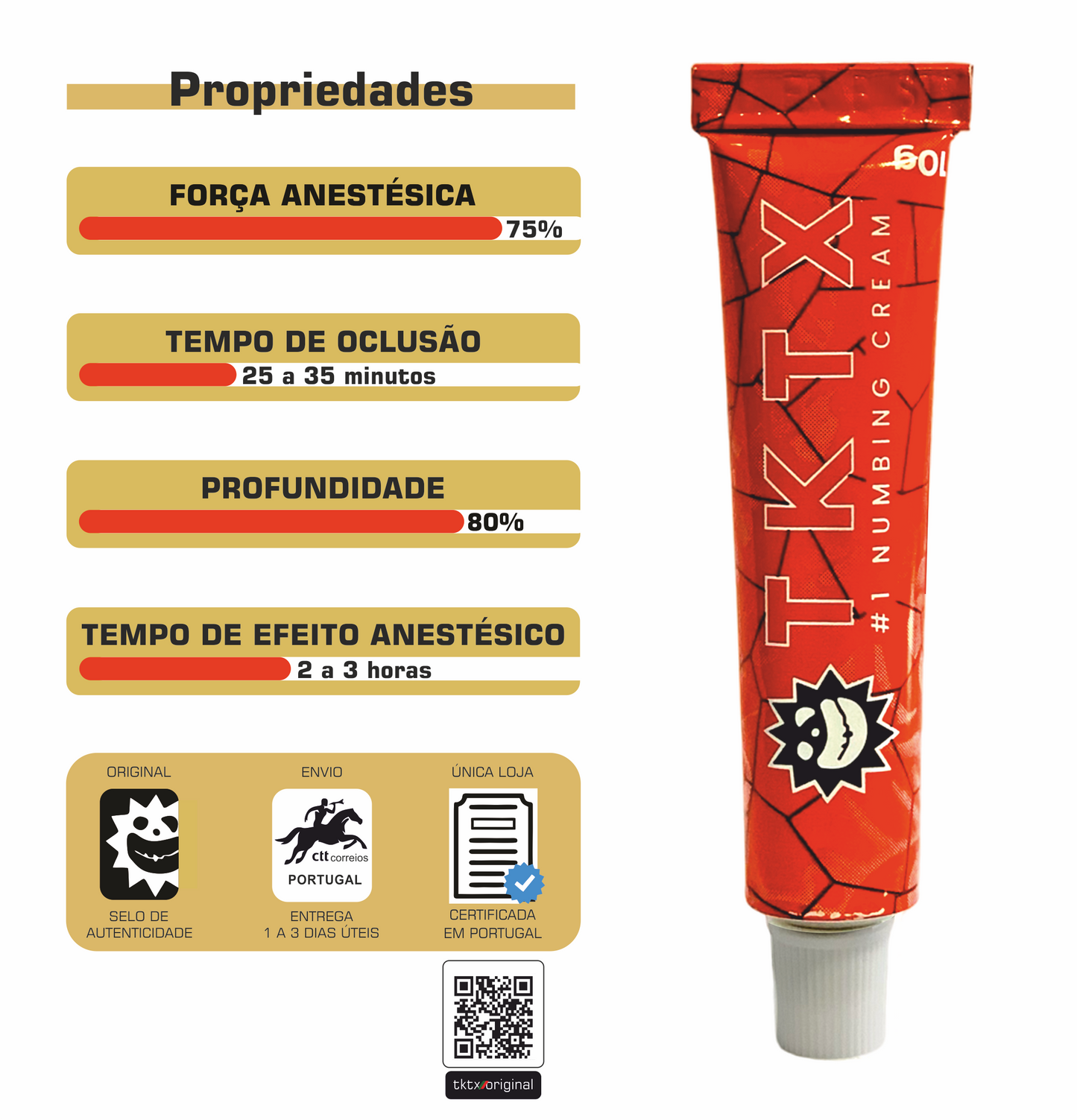 Pomada Anestésica TKTX Red 75% - Rápida Oclusão - Micropigmentação