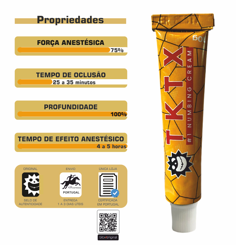 Pomada Anestésica TKTX Yellow 75% - Rápida oclusão, profundidade e longo efeito.